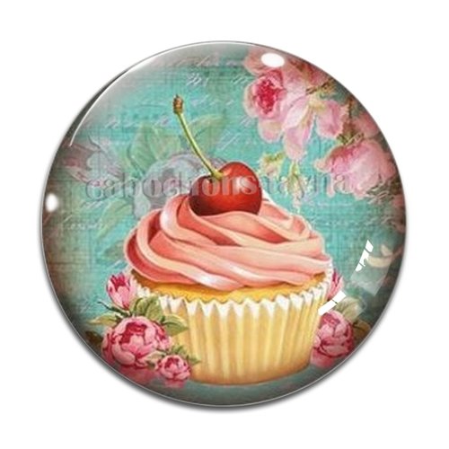 Cabochon gâteaux cupcake, cabochon résine, verre rond différente taille