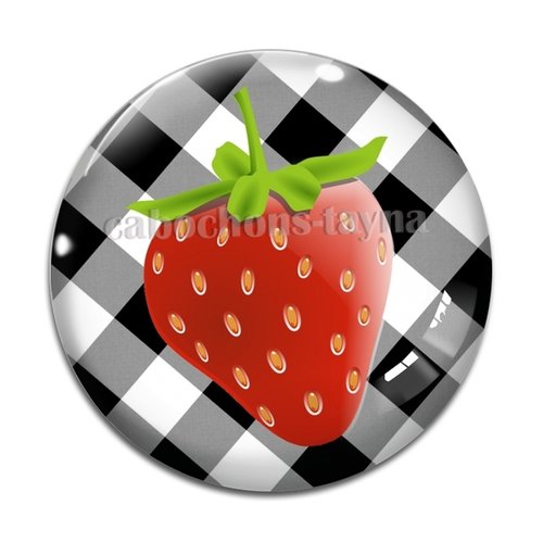 Cabochon fraise, cabochon résine, verre rond différente taille