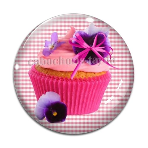 Cabochon gâteaux cupcake, cabochon résine, verre rond différente taille