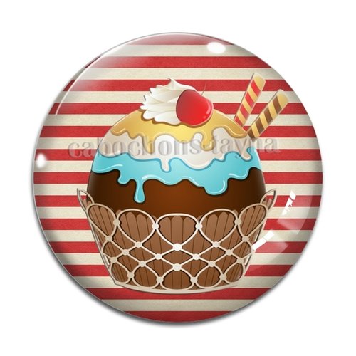 Cabochon gâteaux cupcake, cabochon résine, verre rond différente taille