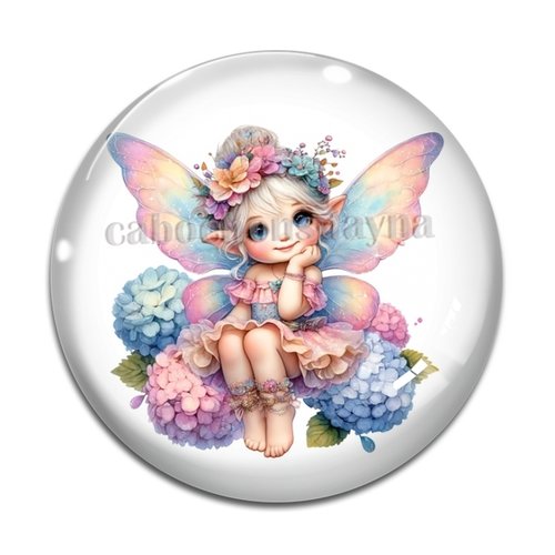 Cabochon fée, cabochon résine, verre rond différente taille