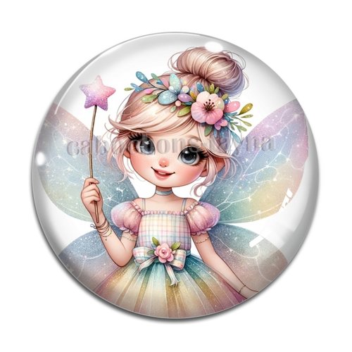 Cabochon fée, cabochon résine, verre rond différente taille