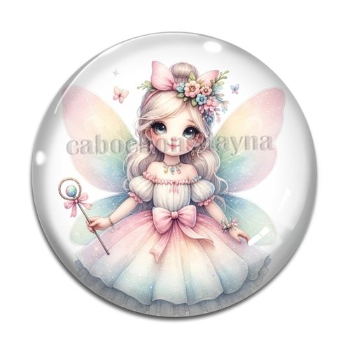Cabochon fée, cabochon résine, verre rond différente taille