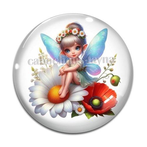 Cabochon fée, cabochon résine, verre rond différente taille