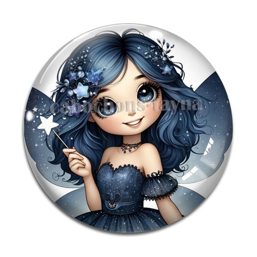 Cabochon fée, cabochon résine, verre rond différente taille