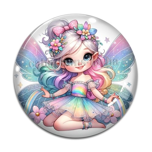 Cabochon fée, cabochon résine, verre rond différente taille