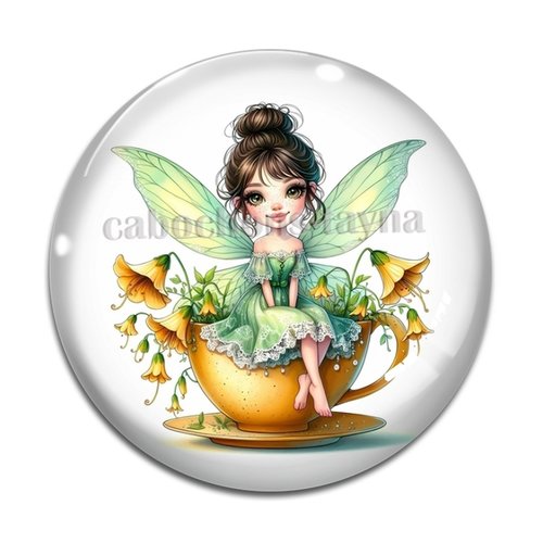 Cabochon fée, cabochon résine, verre rond différente taille