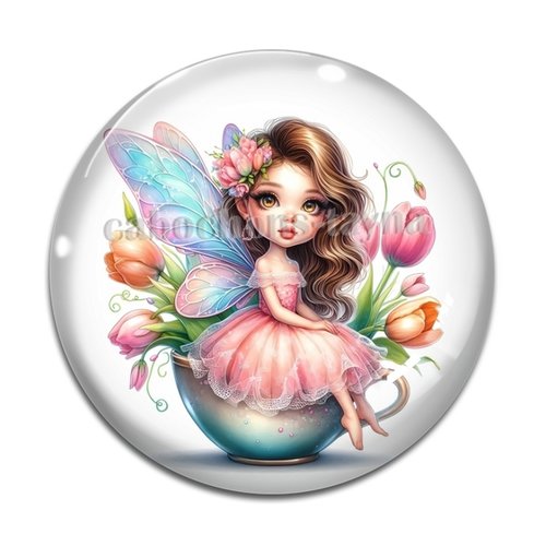 Cabochon fée, cabochon résine, verre rond différente taille