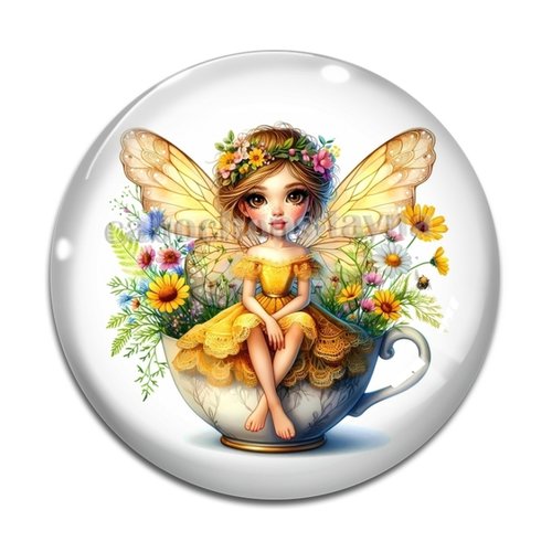 Cabochon fée, cabochon résine, verre rond différente taille