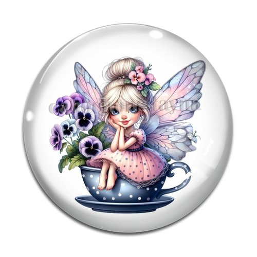 Cabochon fée, cabochon résine, verre rond différente taille