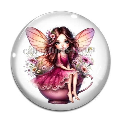 Cabochon fée, cabochon résine, verre rond différente taille