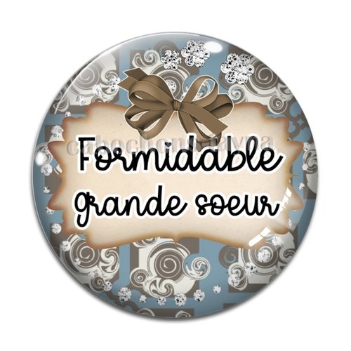 Cabochon formidable grande soeur, cabochon résine, verre rond différente taille