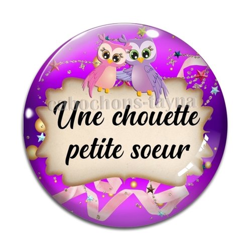 Cabochon chouette sœur, cabochon résine, verre rond différente taille