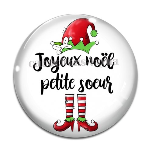 Cabochon joyeux noël petite sœur, cabochon résine, verre rond différente taille