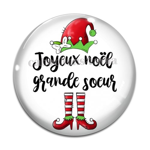 Cabochon joyeux noël grande sœur, cabochon résine, verre rond différente taille