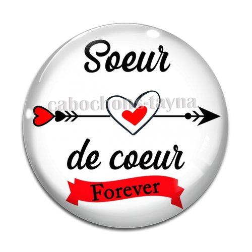 Cabochon sœur de cœur, cabochon résine, verre rond différente taille