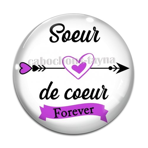 Cabochon sœur de cœur, cabochon résine, verre rond différente taille