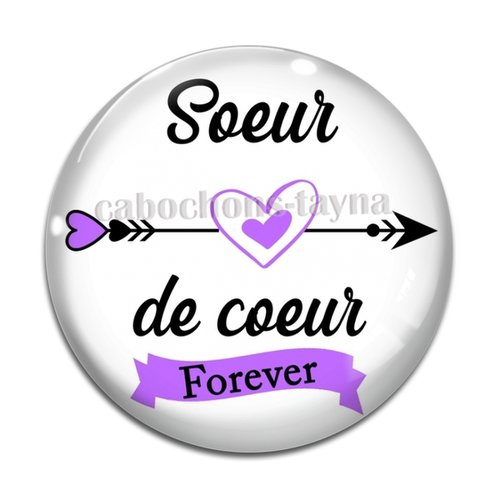 Cabochon sœur de cœur, cabochon résine, verre rond différente taille
