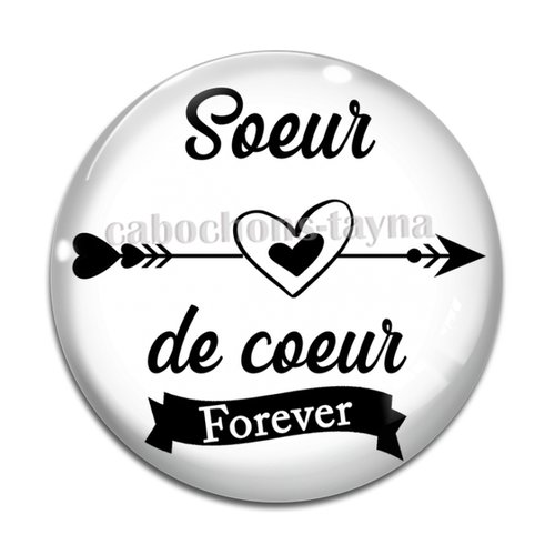Cabochon sœur de cœur, cabochon résine, verre rond différente taille