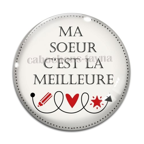 Cabochon meilleure soeur, cabochon résine, verre rond différente taille