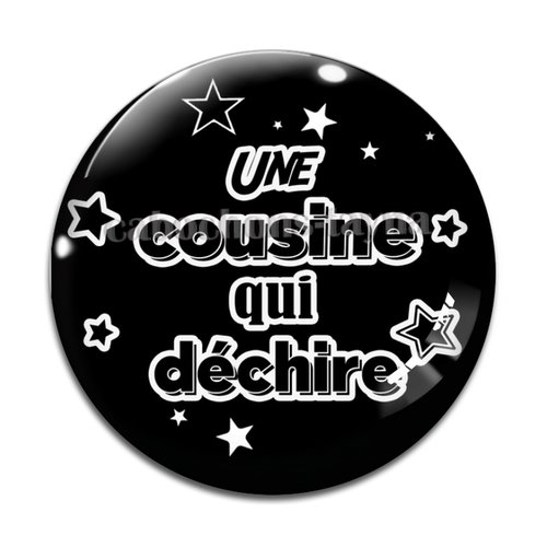 Cabochon une cousine qui déchire, cabochon résine, verre rond différente taille