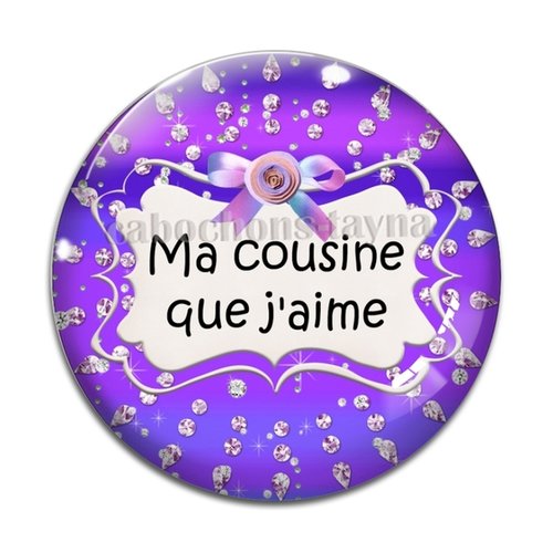 Cabochon cousine que j'aime, cabochon résine, verre rond différente taille