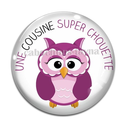 Cabochon chouette cousine, cabochon résine, verre rond différente taille