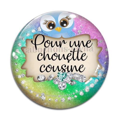 Cabochon chouette cousine, cabochon résine, verre rond différente taille