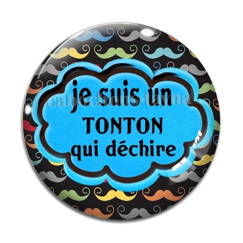Cabochon un tonton qui déchire, cabochon résine, verre rond différente taille
