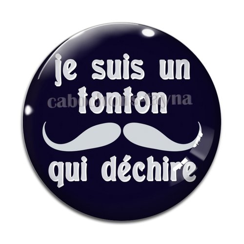 Cabochon un tonton qui déchire, cabochon résine, verre rond différente taille