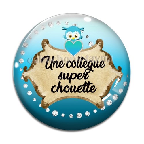 Cabochon chouette collègue, cabochon résine, verre rond différente taille