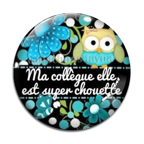 Cabochon chouette collègue, cabochon résine, verre rond différente taille