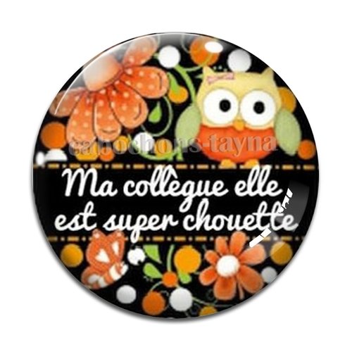 Cabochon chouette collègue, cabochon résine, verre rond différente taille