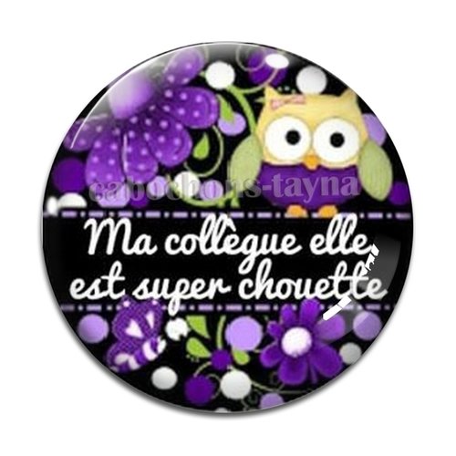 Cabochon chouette collègue, cabochon résine, verre rond différente taille
