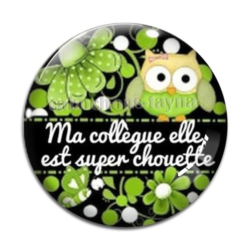 Cabochon chouette collègue, cabochon résine, verre rond différente taille
