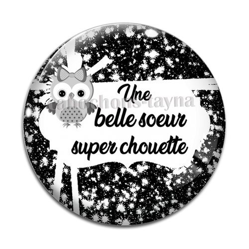 Cabochon chouette belle soeur, cabochon résine, verre rond différente taille