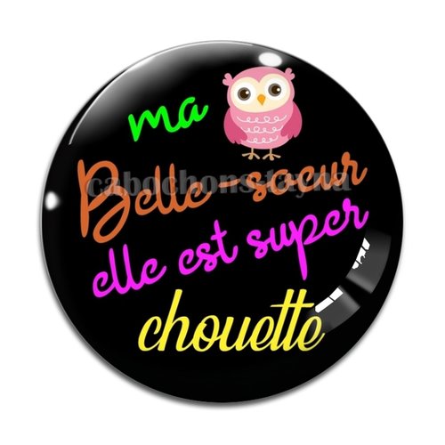 Cabochon chouette belle soeur, cabochon résine, verre rond différente taille