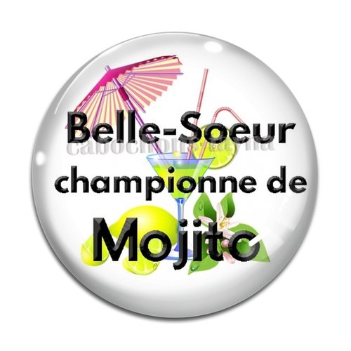 Cabochon belle soeur mojito, cabochon résine, verre rond différente taille