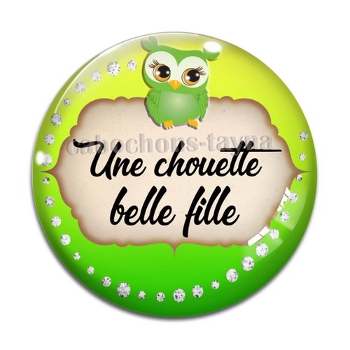 Cabochon chouette belle fille, cabochon résine, verre rond différente taille