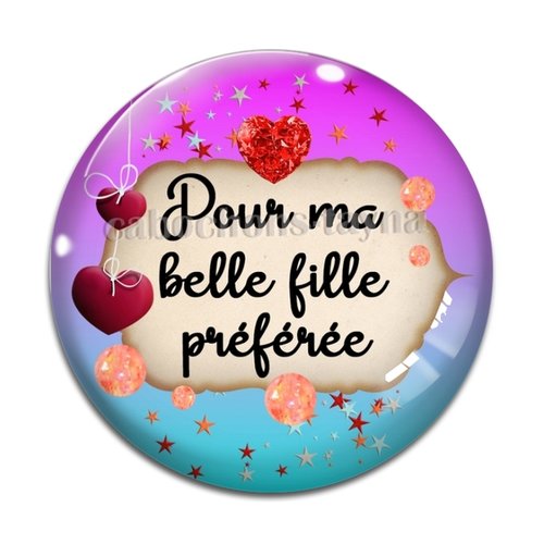 Cabochon belle fille préférée, cabochon résine, verre rond différente taille