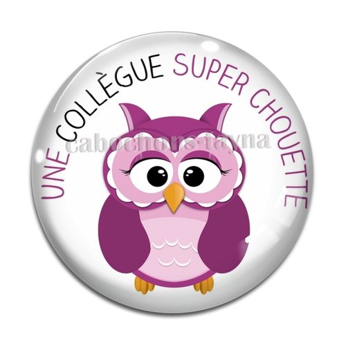 Cabochon chouette collègue, cabochon résine, verre rond différente taille