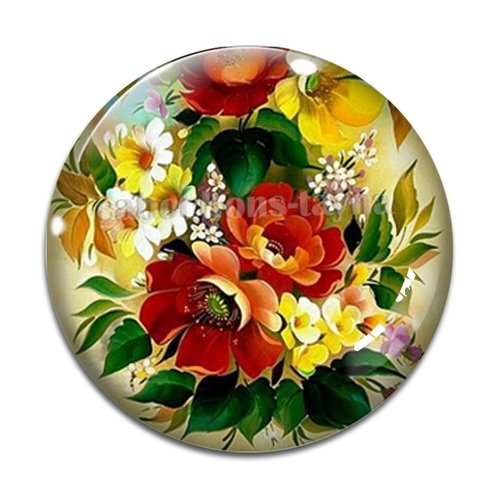 Cabochon fleur coquelicot, cabochon résine, verre rond différente taille