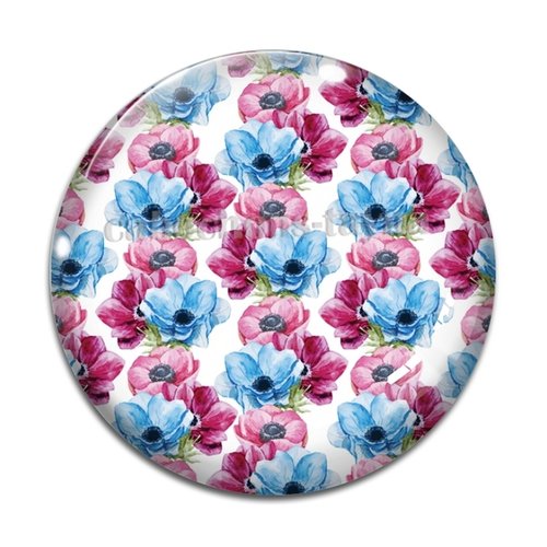 Cabochon fleur coquelicot, cabochon résine, verre rond différente taille