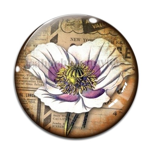 Cabochon fleur coquelicot, cabochon résine, verre rond différente taille