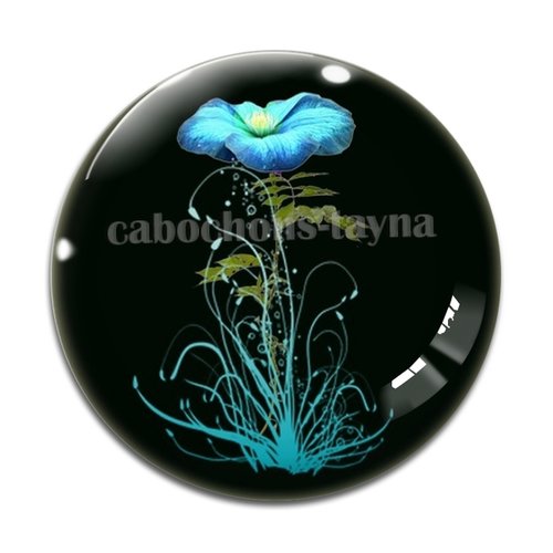 Cabochon fleur coquelicot, cabochon résine, verre rond différente taille