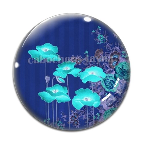 Cabochon fleur coquelicot, cabochon résine, verre rond différente taille