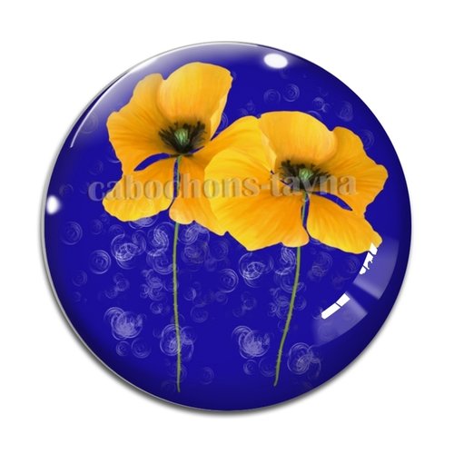 Cabochon fleur coquelicot, cabochon résine, verre rond différente taille