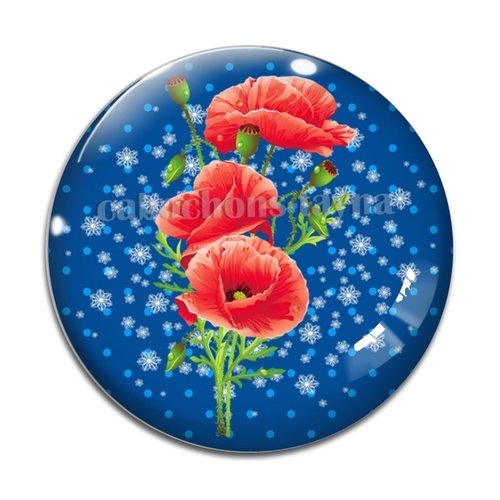 Cabochon fleur coquelicot, cabochon résine, verre rond différente taille