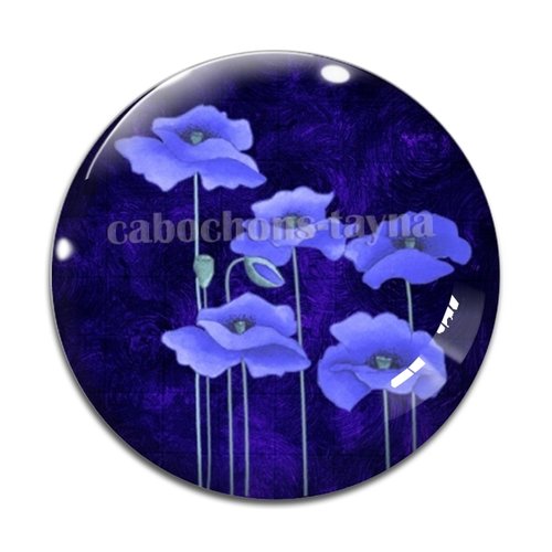 Cabochon fleur coquelicot, cabochon résine, verre rond différente taille