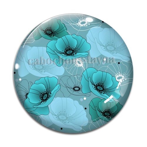 Cabochon fleur coquelicot, cabochon résine, verre rond différente taille